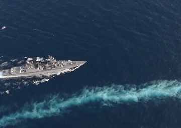 The Japan Maritime Self-Defense Force, USS Carl Vinson, USS Wayne E. Meyer, USS Lake Champlain Participate in a Photo Exercise in the Philippine Sea
