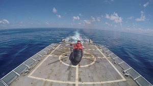 Coast Guard Cutter James, Helicopter Interdiction Tactical Squadron underway B-roll