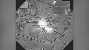 Coalition airstrike destroys an ISIS bunker near Palmyra, Syria