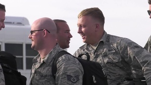389th Gunfighters Return From Deployment With Slate, no titles, split audio