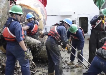Coast Guard Cutter Oak Buoy Maintenance B-Roll