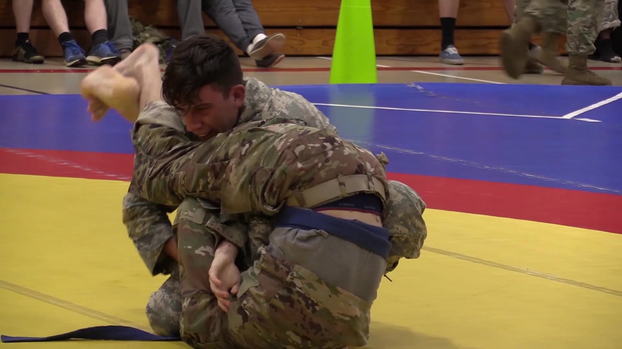 Paratroopers from the 82nd Airborne Division compete during the All American Week 100 Combatives Tournament at Ritz-Epps Physical Fitness Center on Fort Bragg, N.C., May 23, 2017. All American Week is an opportunity for Paratroopers, past and present to come together and celebrate the history, heritage and pride of being a member of the All American Division. (U.S. Air Force video by Senior Airman Ryan Green)