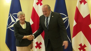 Deputy Secretary General Joint Press Point with the Georgian Minister of Foreign Affairs (B-Roll)