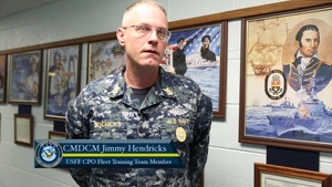 U.S. Fleet Forces Command CPO Fleet Training leaders discuss the mission of the CPO Fleet Training Team