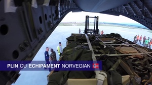 Norwegian equipment arriving by Hungarian C17 for Exercise Noble Jump 17 - Romanian Translated