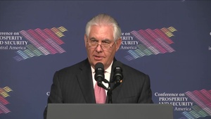 Secretary of State Rex Tillerson delivers opening remarks at the Conference on Prosperity and Security