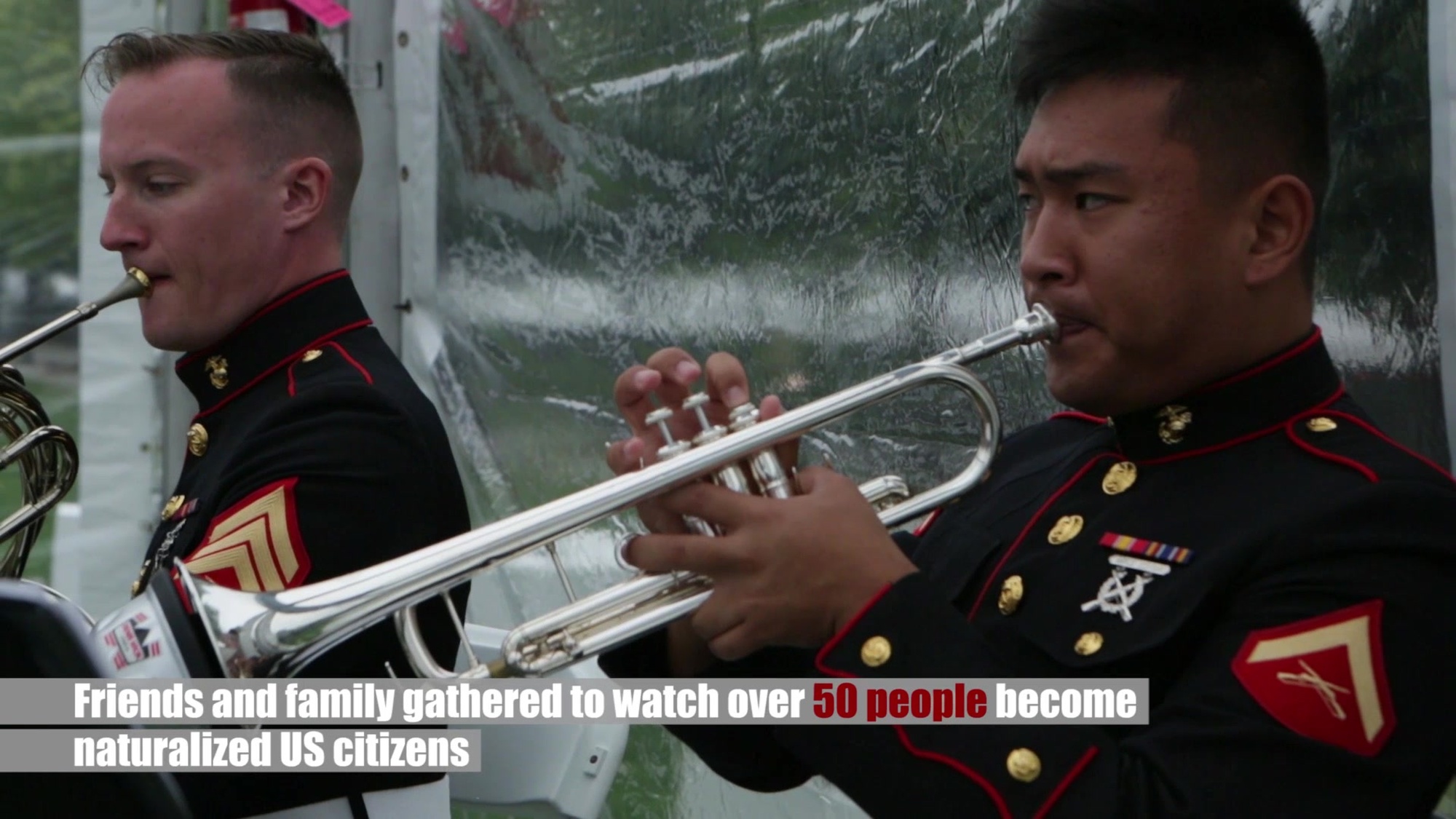 Marine Corps Band New Orleans performed at a naturalization ceremony at FDR Four Freedoms Park in New York, June 16, 2017. The band participated in the ceremony as part of their final Marine Corps Reserve Centennial concert series.