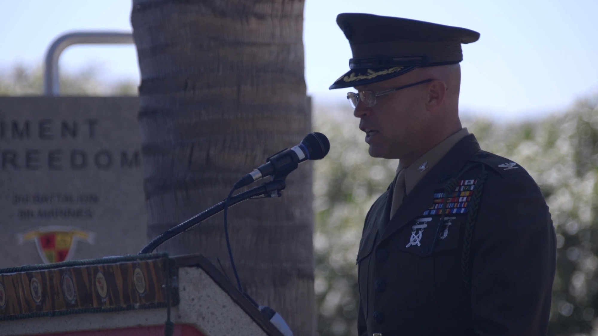 U.S. Marines with 5th Marine Regiment, 1st Marine Division, hold a centennial ceremony in the San Mateo Memorial Garden at Camp Pendleton, Calif., June 16, 2017. The ceremony was held to honor the past and present members of the Fighting Fifth Marine Regiment and to rededicate the battle streamers earned during past 100 years of global service. (U.S. Marine Corps video by Sgt. Donald Holbert and Cpl. Zachary Laning)