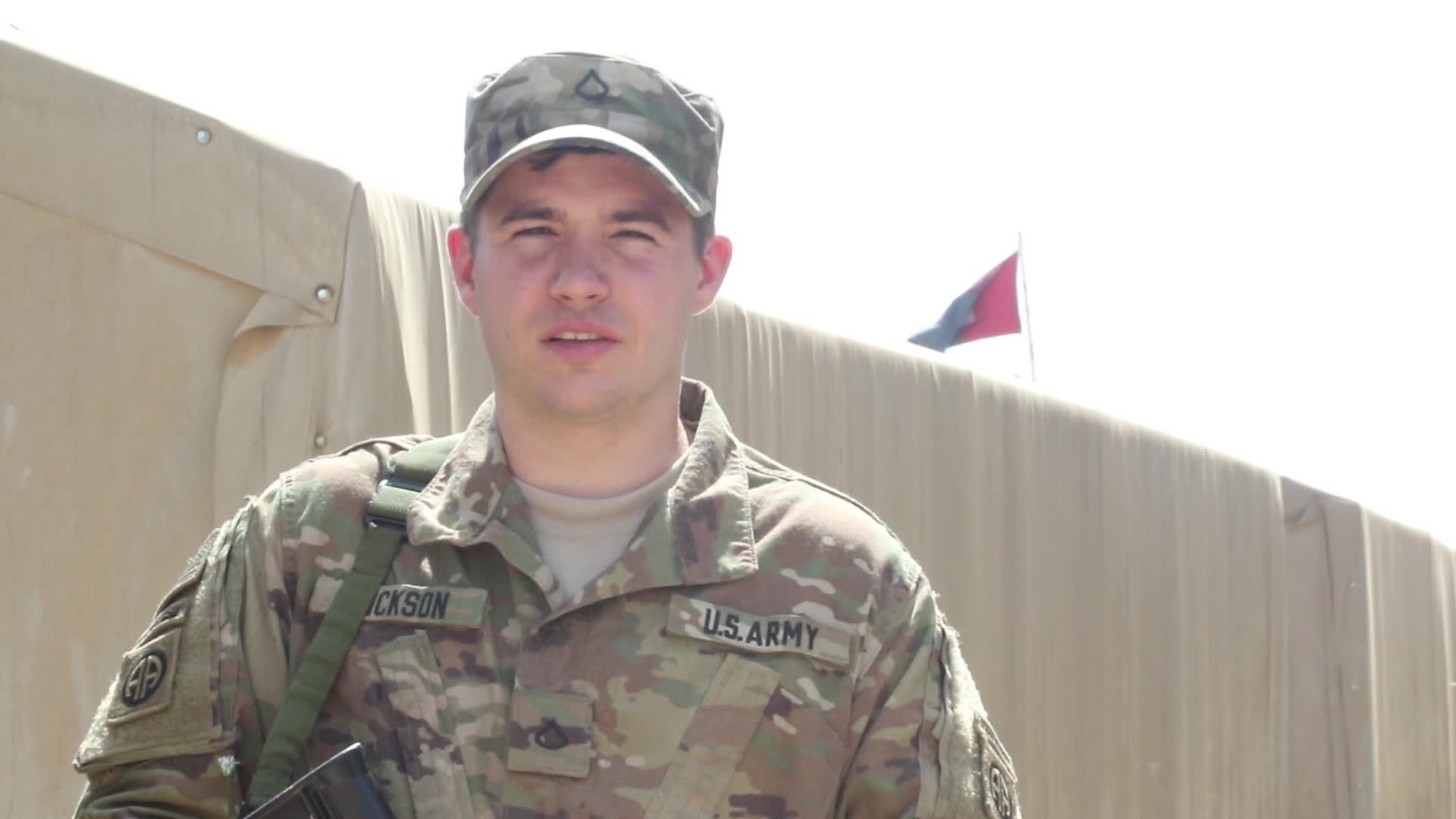 U.S. Army Pfc. Nicholas Hickson, a Paratrooper deployed in support of Combined Joint Task Force - Operation Inherent Resolve and assigned to the 2nd Brigade Combat Team, 82nd Airborne Division, sends a Father’s Day greeting to Carrollton, Texas.
