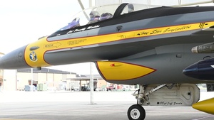 Commander's first flight in heritage jet with music