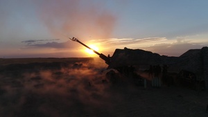 BROLL: U.S. Marines conduct artillery strikes against ISIS in Syria(Drone footageW/60,120 FPS)