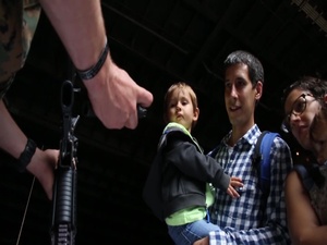 Sail Boston Marines Display Equipment During Static Display Show