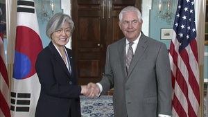 Secretary of State Rex W. Tillerson Meets with Kang Kyung-wha, Minister of Foreign Affairs of the Republic of Korea (camera spray)