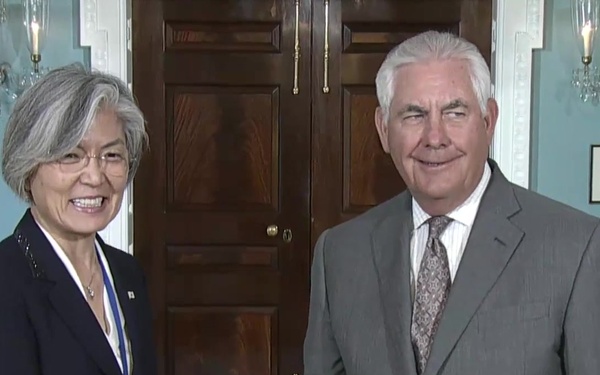 Secretary of State Rex W. Tillerson Meets with Kang Kyung-wha, Minister of Foreign Affairs of the Republic of Korea (camera spray)