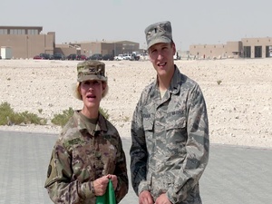 U.S. Air Force 1st Lt. Alan Erickson and U.S. Army Col. Ronda Sutton