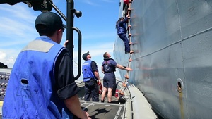 USS Coronado conducts RHIB operations.