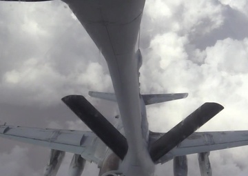 KC-135 Refuels French Rafaels and USMC Prowlers