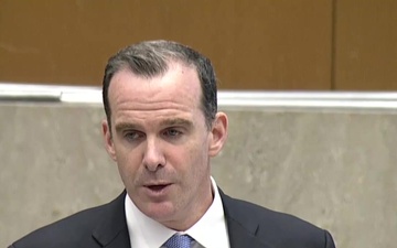 Special Presidential Envoy Brett McGurk delivers opening remarks at the Global Coalition To Defeat ISIS Small Group Meeting