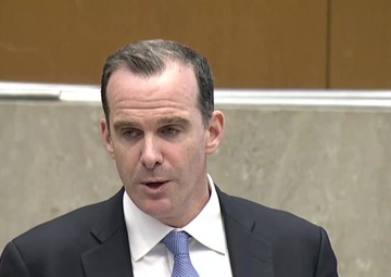 Special Presidential Envoy Brett McGurk delivers opening remarks at the Global Coalition To Defeat ISIS Small Group Meeting