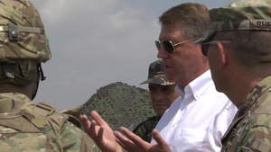 President of Romania visits US troops at MK Air Base, Romania