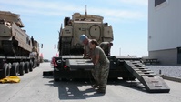 HETs transport Bradleys to Fort Indiantown Gap