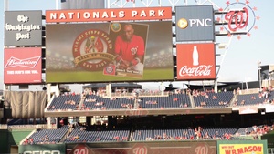 Marines take the field at National's Park for a Marine Day