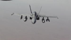 KC-135s refuel Navy F-18s and Italian International AMX