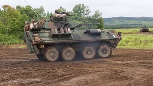 U.S. Marines and the Japanese Ground-Self Defense Force Conduct Joint Light Armored Vehicle Assaults