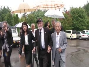 WWII Marine veteran returns ancestral flag to Japanese family (B-Roll)