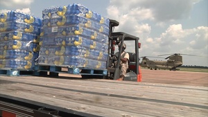 Army Reserve fly water to Hurricane Harvey affected areas