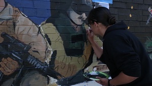 B-Roll of Marine Week Detroit Mural