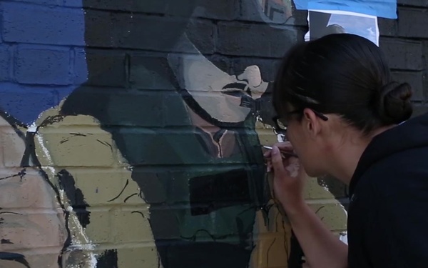 B-Roll of Marine Week Detroit Mural