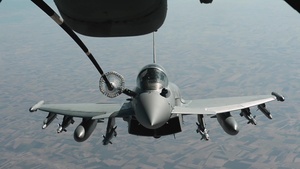 USAF KC-10 Extender Refuels British RAF Eurofighter Typhoon FGR4s