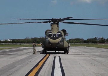 Air assets from the Pennsylvania Army National Guard stage in Southern Florida