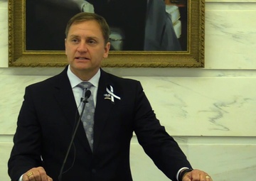 Arkansas Representative Trevor Drown Addresses Those in Attendance at POW MIA Recognition Day Ceremony, Governor Proclamation