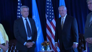 Secretary of State Tillerson Camera Spray with UNHCR Secretary General Filippo Grandi