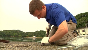 Sasebo Sailors Clean up the Pier
