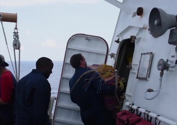 Coast Guard Cutter Stratton conducts an at-sea contraband transfer