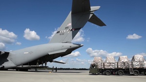 New York C-17 Globemaster III Maria relief cargo load B-Roll