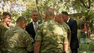 NATO Secretary General and US Secretary of Defense engage with troops in Kabul, Afghanistan
