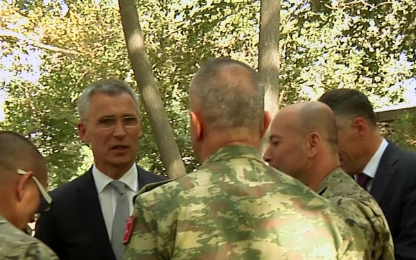 NATO Secretary General and US Secretary of Defense engage with troops in Kabul, Afghanistan