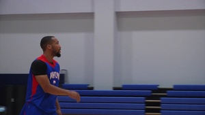 Marines compete against professional Japanese basketball team (B-Roll)