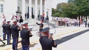 The United States Army Band "Pershing's Own" provides musical support at the Tomb of The Unknown Soldier in Arlington National Cemetery