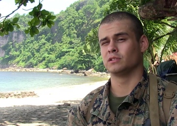 US, Philippine Marines simulate room clearing on beach during KAMANDAG (b-roll)