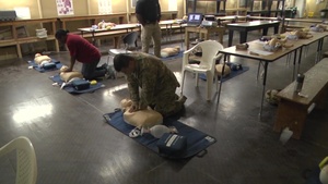 Soldiers conduct CPR Training at Camp Buehring, Kuwait