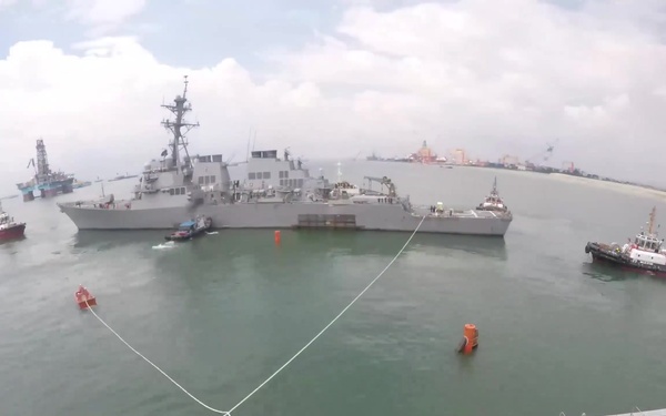 USS John S McCain is Loaded on Heavy Lift Transport MV Treasure