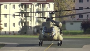 2-227th Aviation Regiment, 1st Air Cavalry Brigade helicopters arrive at Katterbach Army Airfield in Ansbach, Bavaria, Germany
