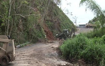 Army Reserve Engineers clear roads near Añasco, Puerto Rico