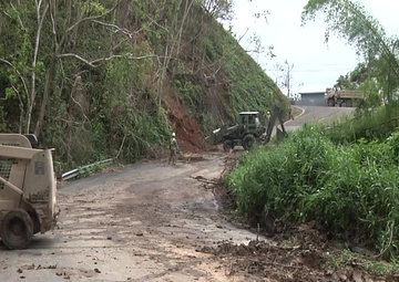 Army Reserve Engineers clear roads near Añasco, Puerto Rico