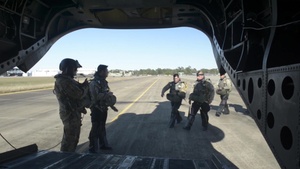 Southern Strike 18 - Chilean forces perform static line jumps off of a U.S. Army CH-47 Chinook
